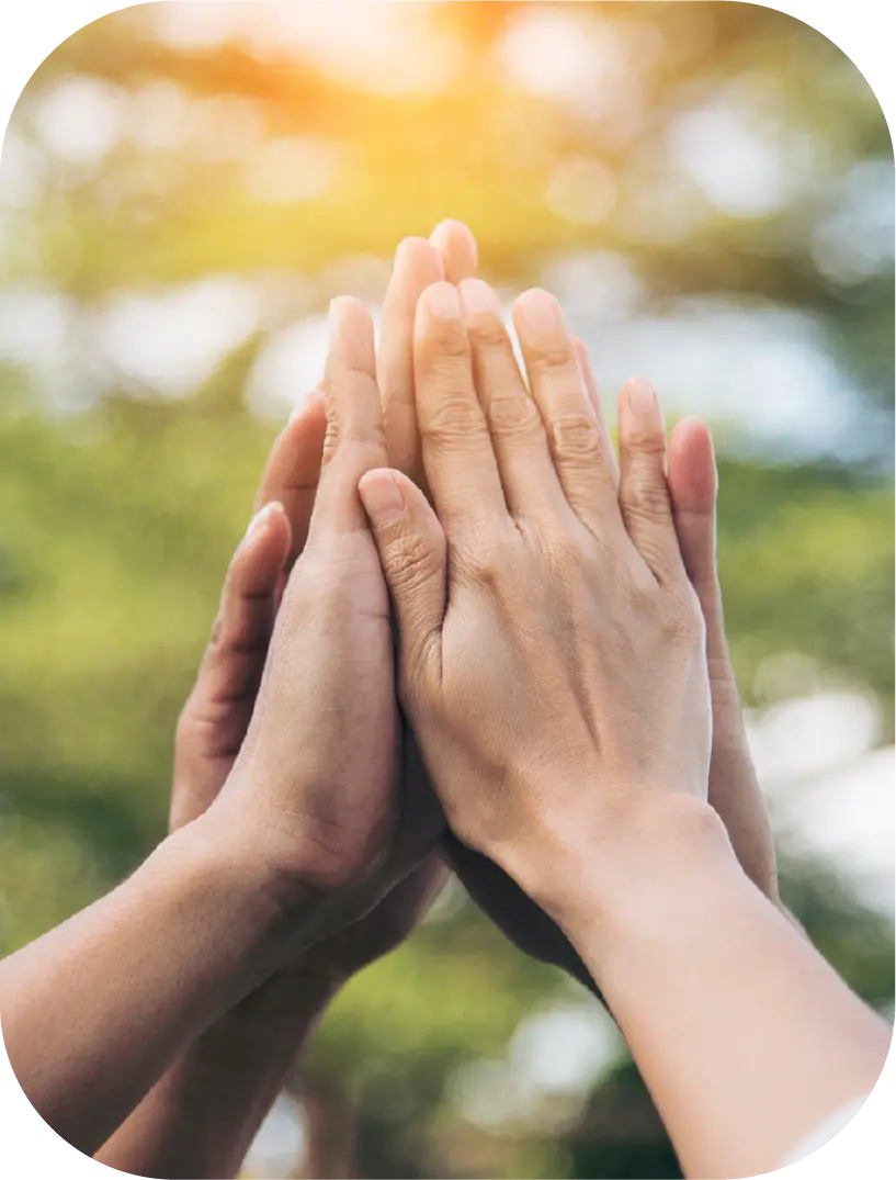 複数人でハイタッチの写真