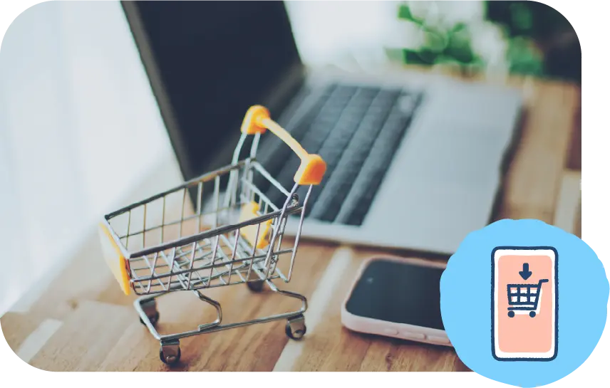 PCとカートの写真